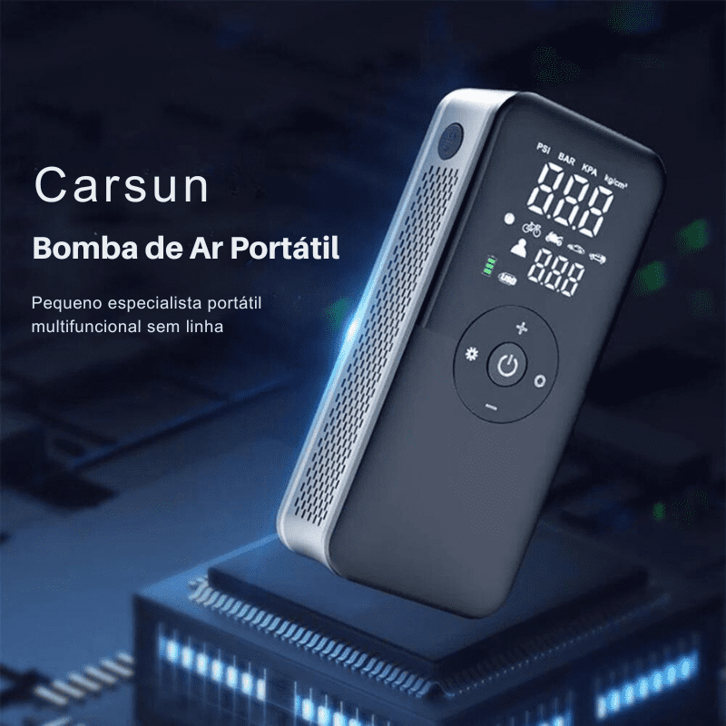 CARSUN - Bomba de Ar Portátil com Tela Digital