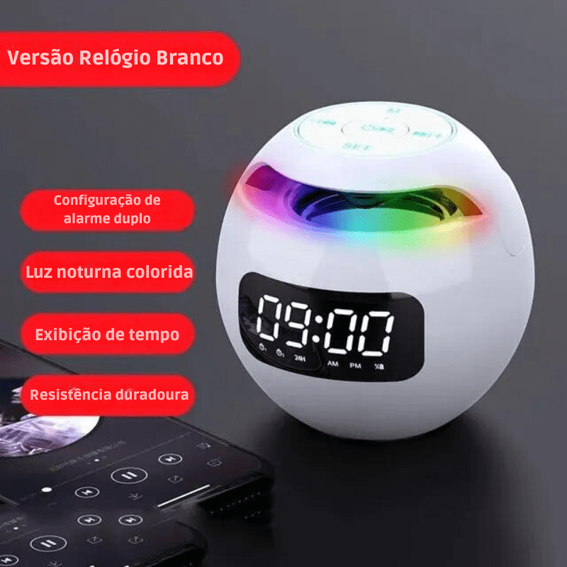 Despertador Digital G90 com Luz LED RGB e Bluetooth