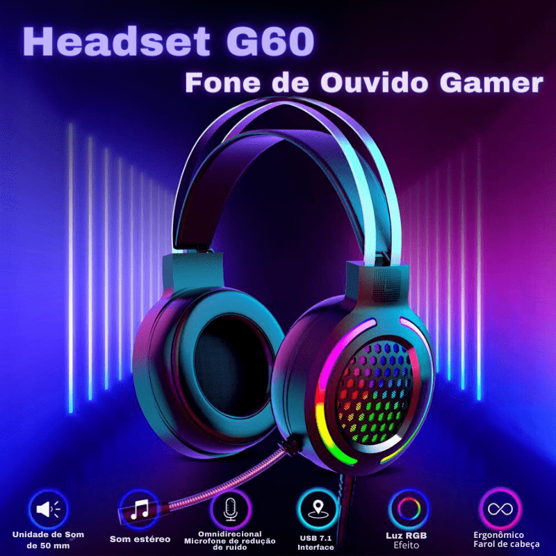 Headset G60 - Fone de Ouvido Gamer