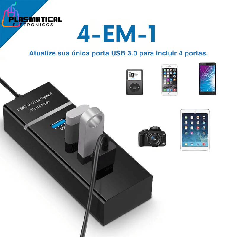 Expansor de Portas USB 3.0 - HUB Usb 4 portas