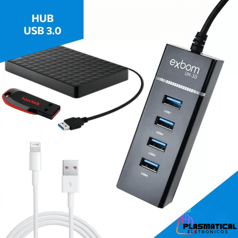 Expansor de Portas USB 3.0 - HUB Usb 4 portas