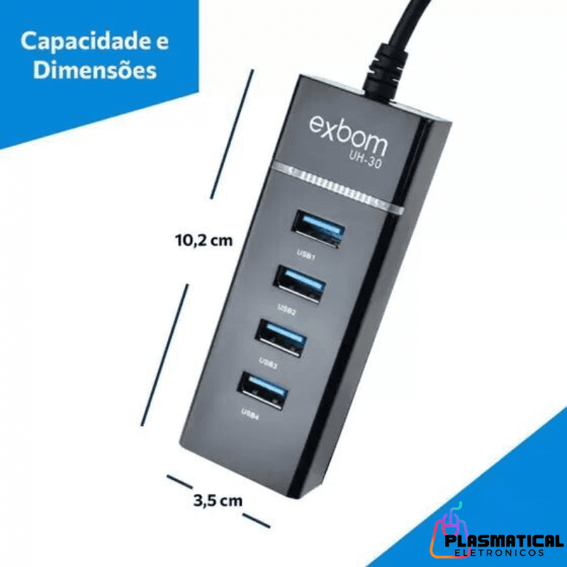 Expansor de Portas USB 3.0 - HUB Usb 4 portas