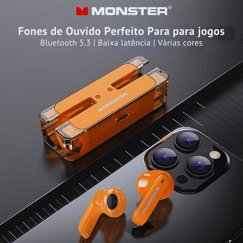 Monster XKT08 - Fone de Ouvido Bluetooth 5.3 Zero Ruido