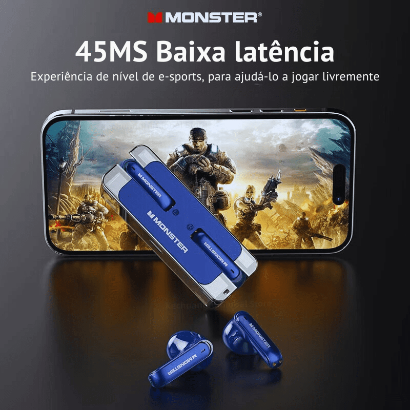 Monster XKT08 - Fone de Ouvido Bluetooth 5.3 Zero Ruido