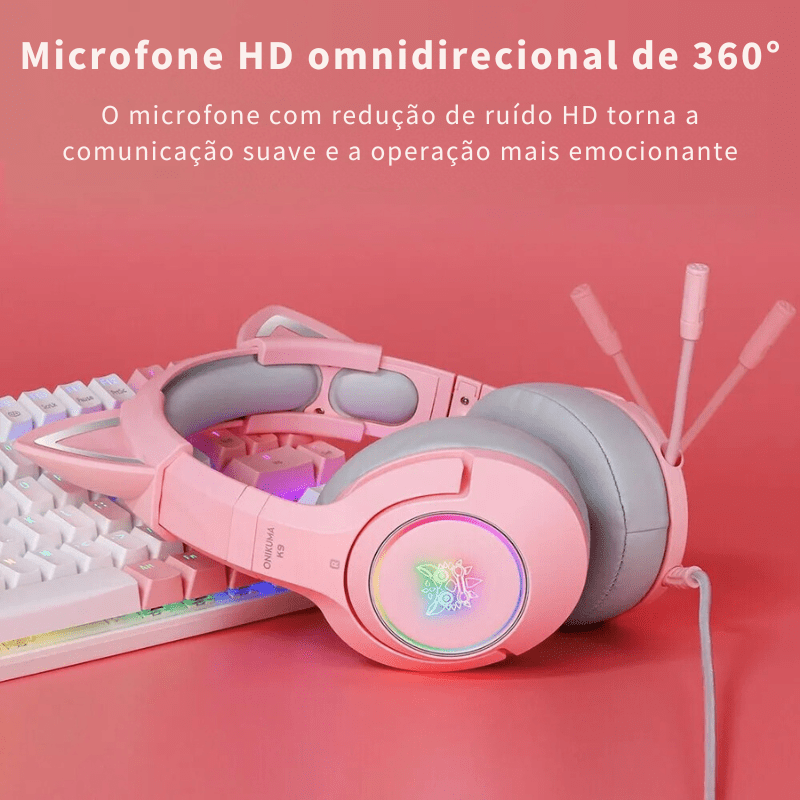 ONIKUMA K9 - Fone de Ouvido Gamer Ouvido de Gatinha